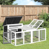Vidaxl Rabbit hutch 144x123x67.5 cm Solid pine Gray