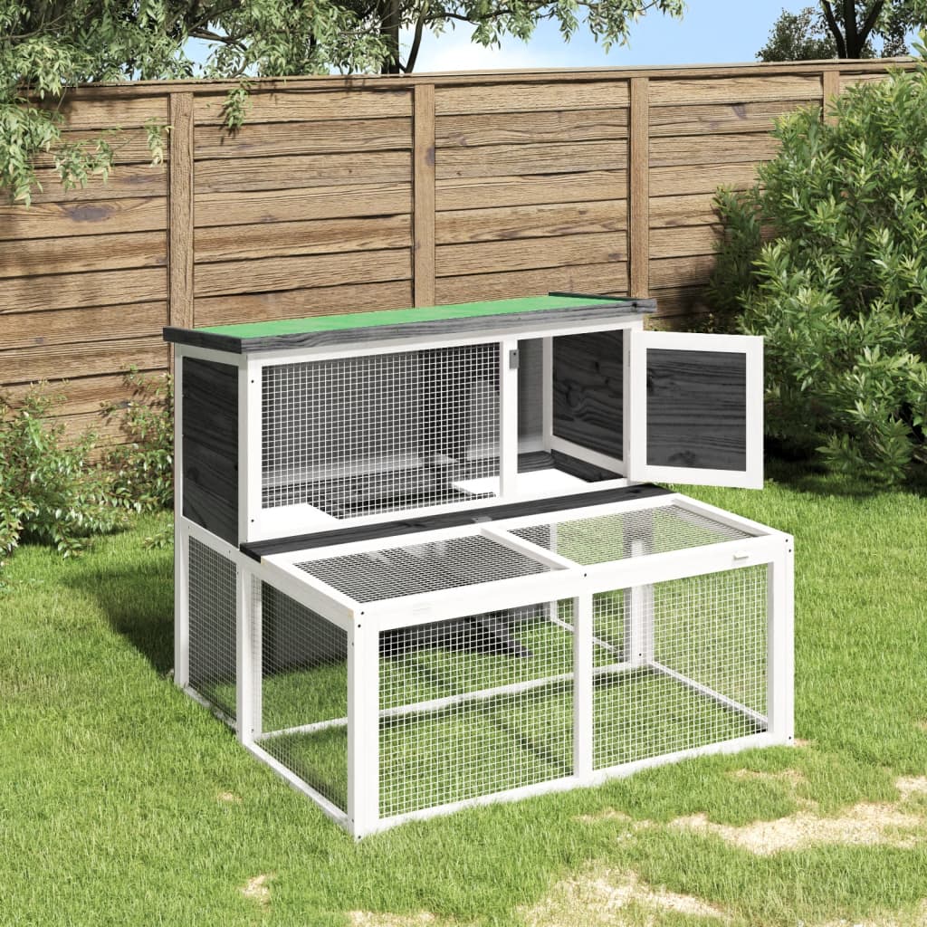 Vidaxl Rabbit Hutch 102x90x84.5 cm Gris de pin solide