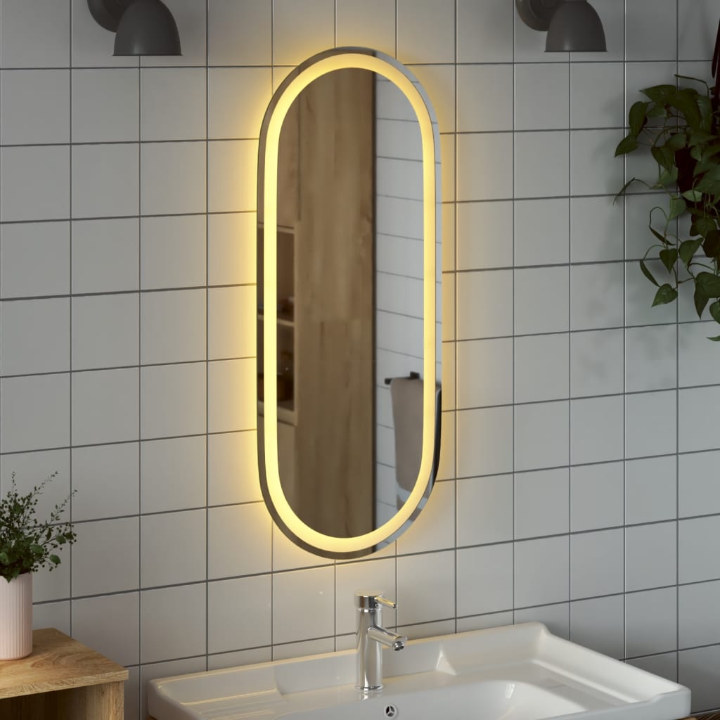 Vidaxl Buedzëmmer Spigel Led Oval 90x40 cm