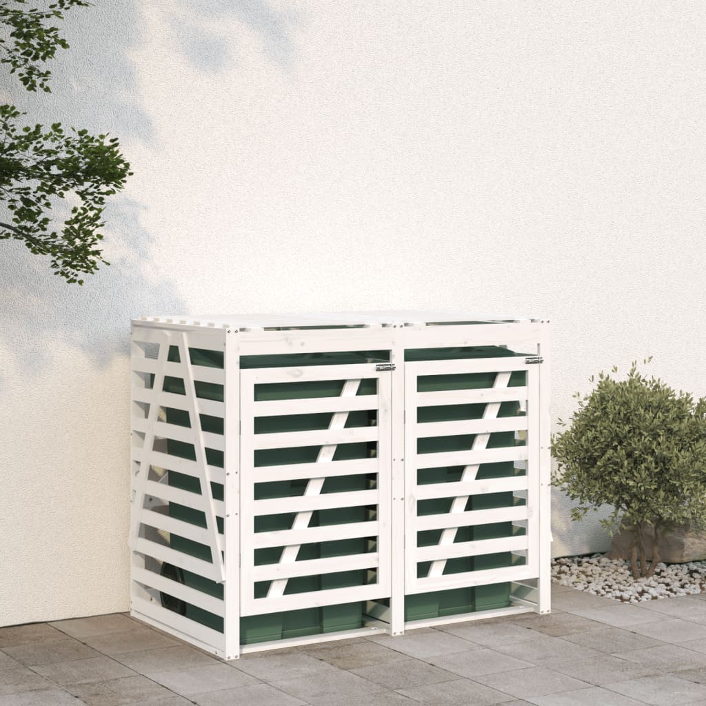 Vidaxl container storage double solid pine white