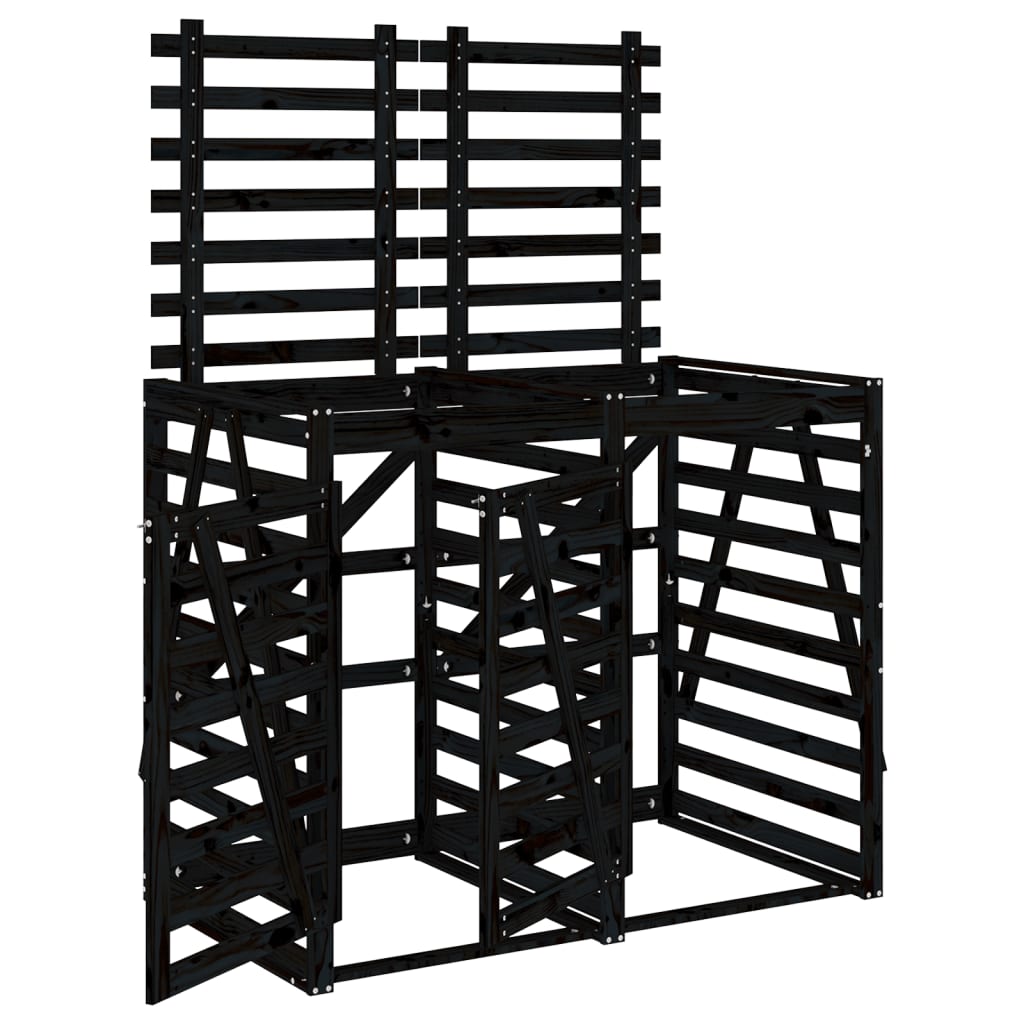 Vidaxl container storage double solid pine black
