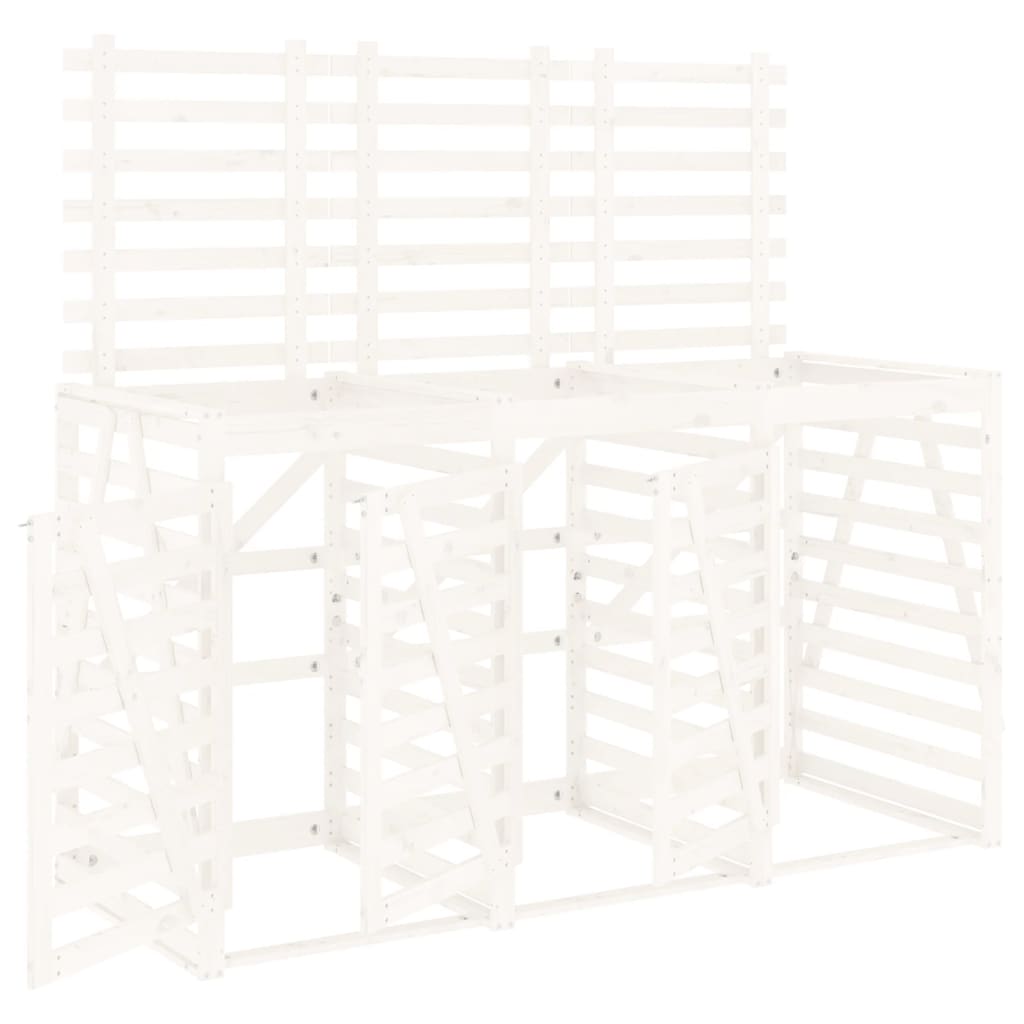 Vidaxl container storage triple solid pine white