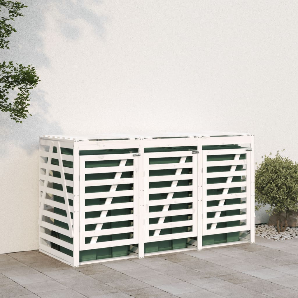 Vidaxl container storage triple solid pine white