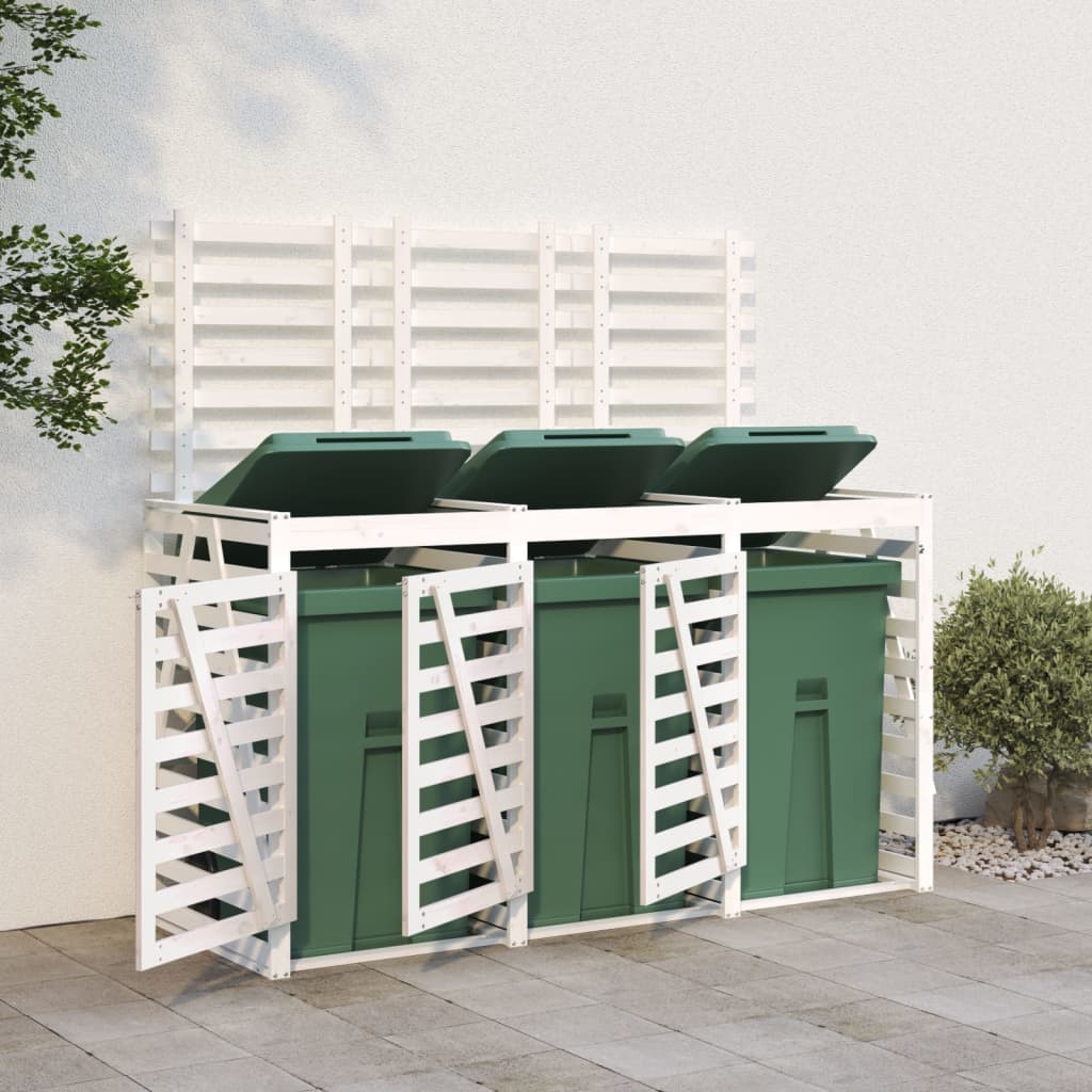 Vidaxl container storage triple solid pine white