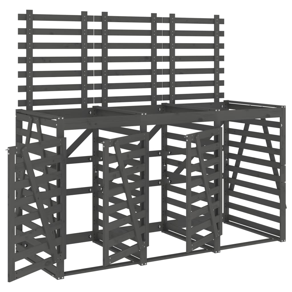 Vidaxl container storage triple solid pine gray gray