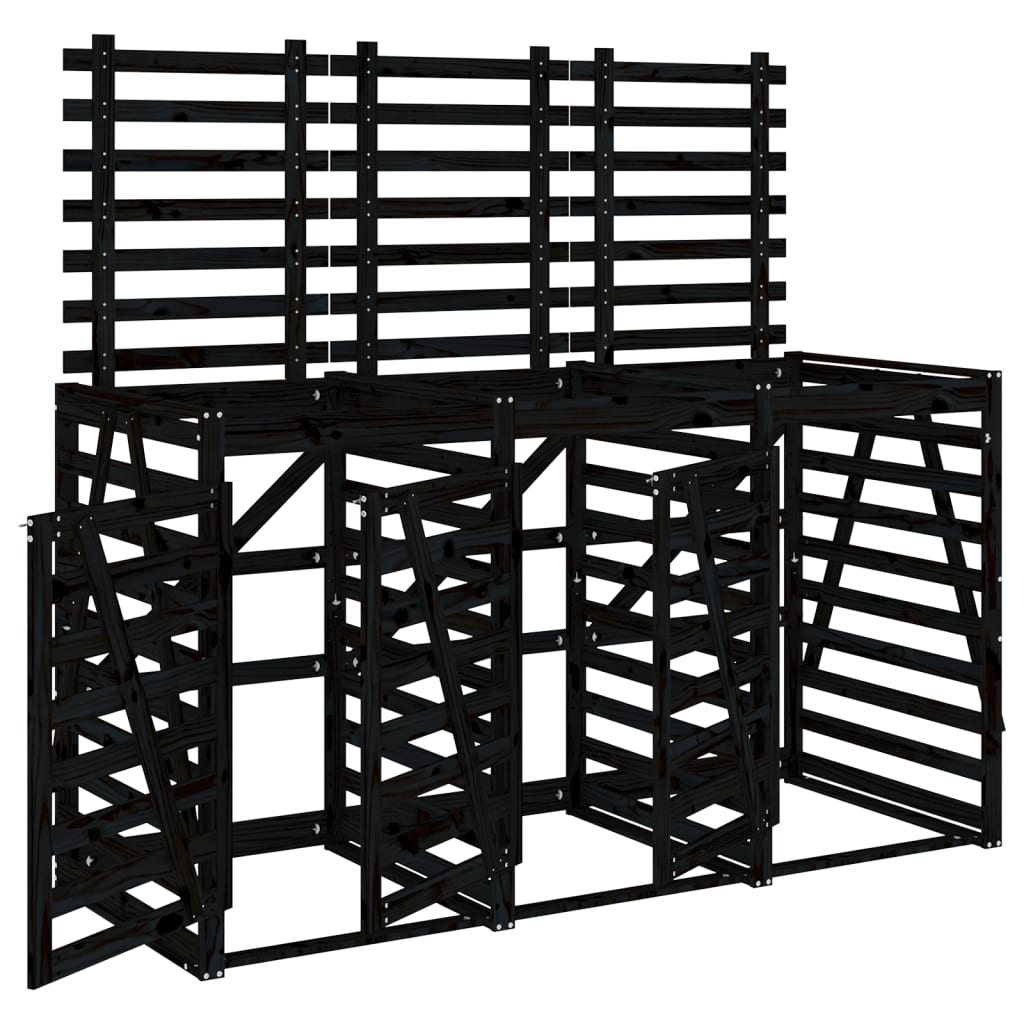 Vidaxl container storage triple solid pine black