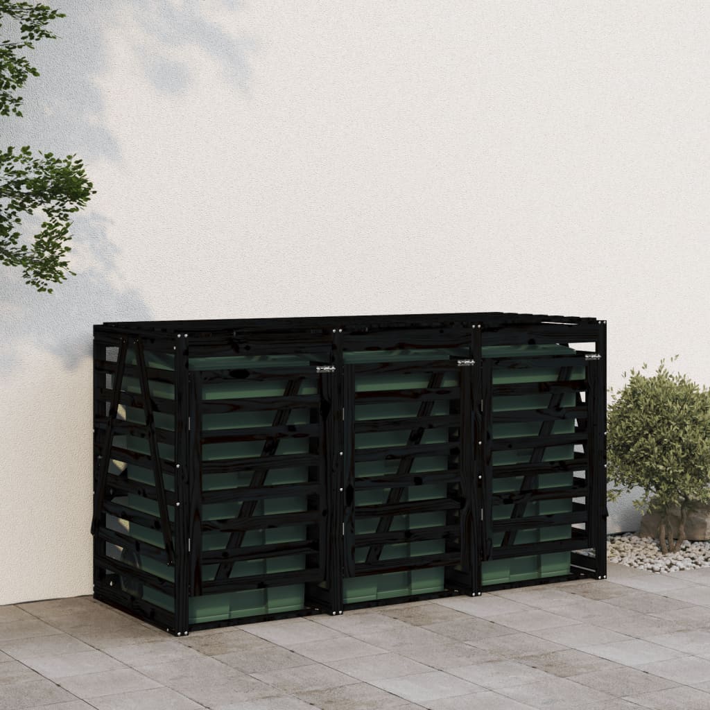 Vidaxl container storage triple solid pine black