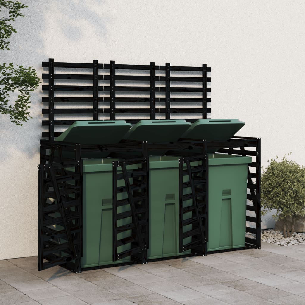 Vidaxl container storage triple solid pine black