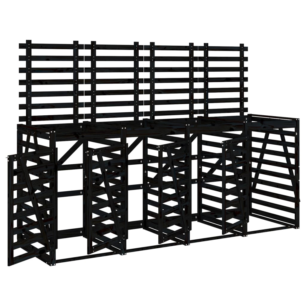 Vidaxl container storage four -time solid pine black