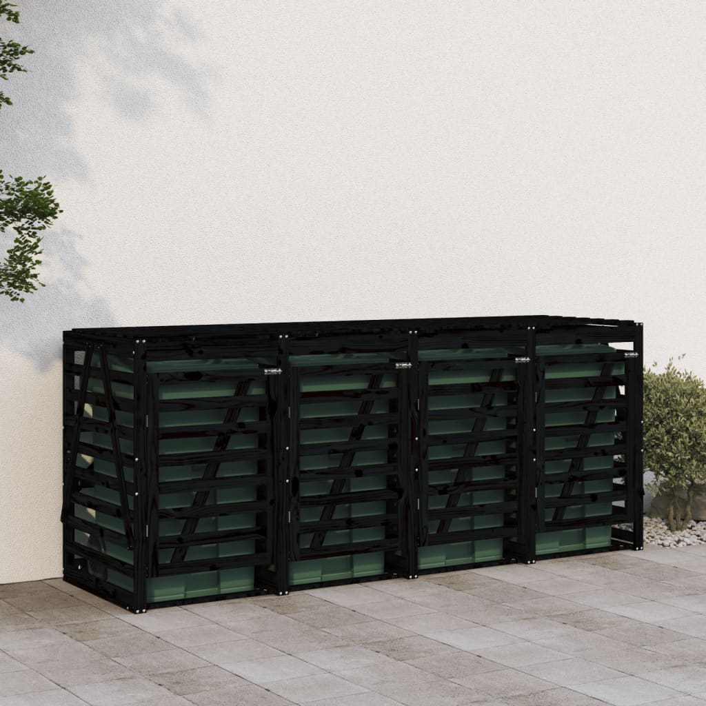 Vidaxl container storage four -time solid pine black