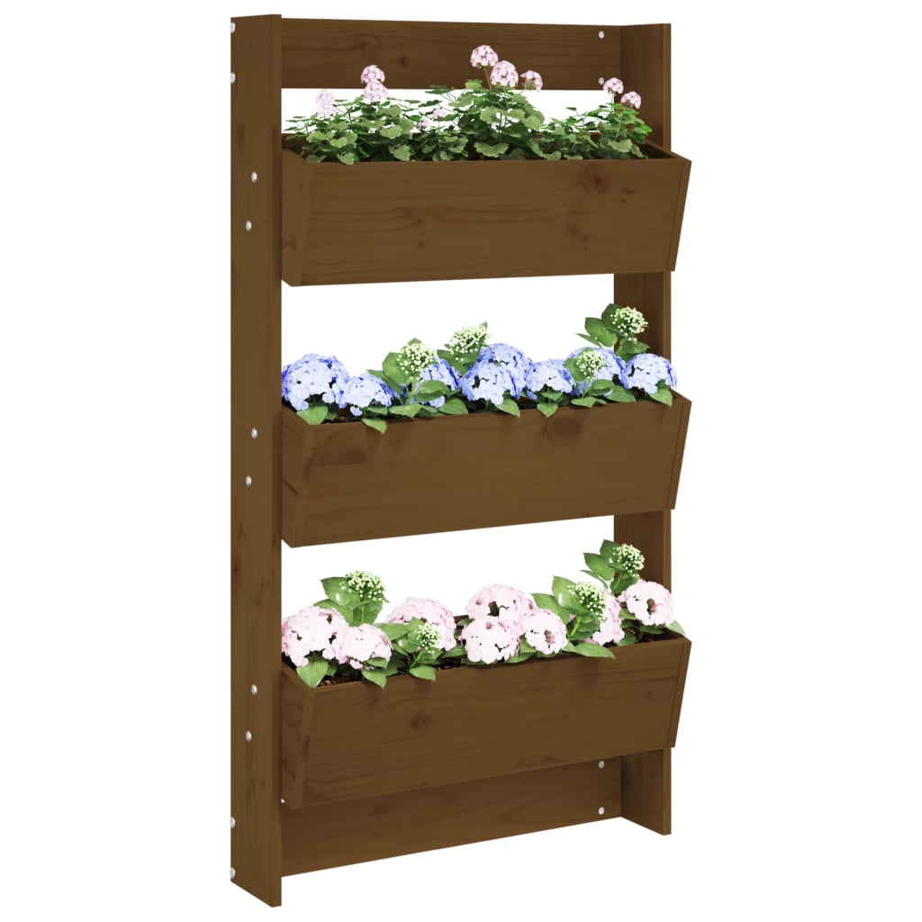 VidaXL Planter Wall 3-Layer 60x18.5x110 cm Pine wood Honey brown