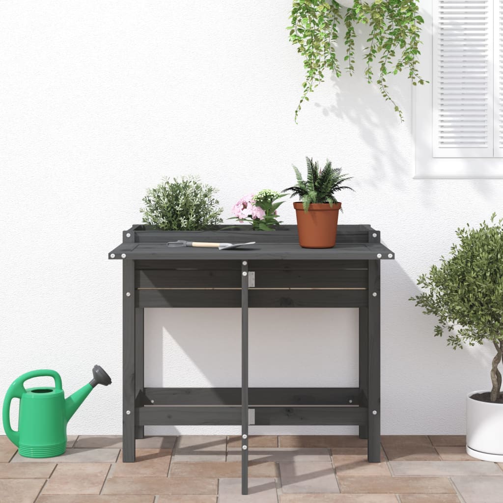 VidaXL Planter with folding table top Solid pine gray