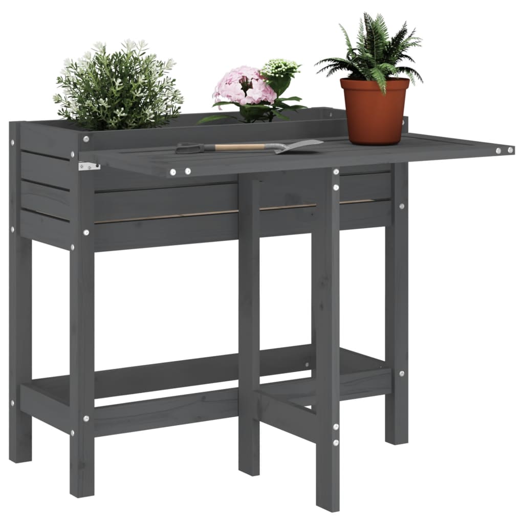 VidaXL Planter with folding table top Solid pine gray