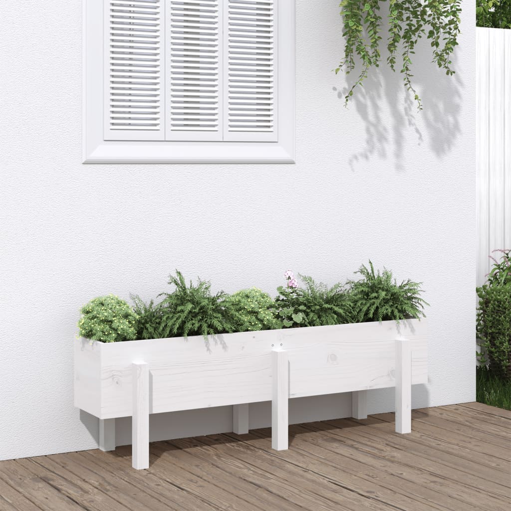 VidaXL Planter raised 121x30x38 cm Solid pine white