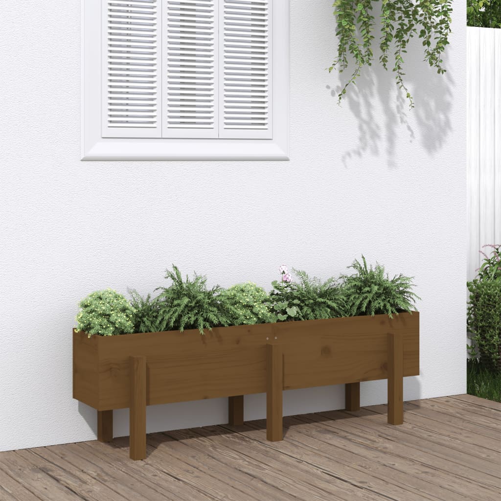 Vidaxl Planter raised 121x30x38 cm Solid pine honey brown