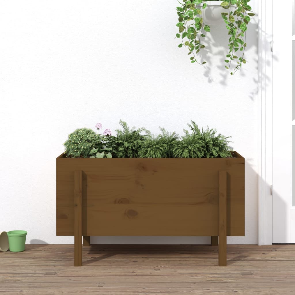 VIDAXL -Planungsbox erhöht 101x50x57 cm Festkiefer Honigbraun
