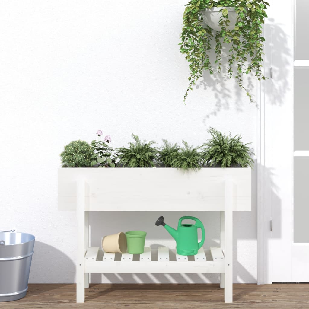 Vidaxl -Pflanzer erhöht 101x30x69 cm Festkiefer weiß