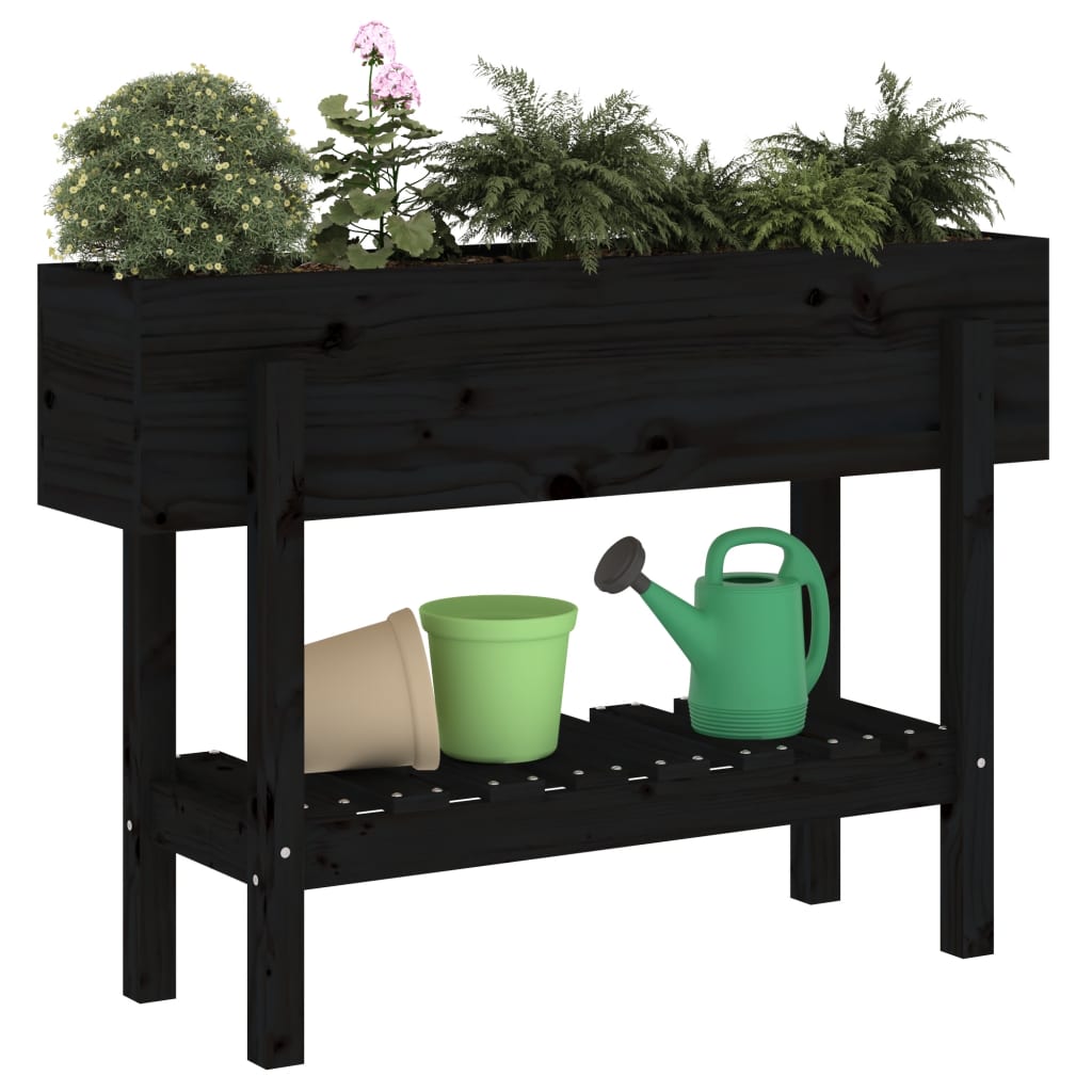 Vidaxl Planning box raised 101x30x69 cm Solid pine black