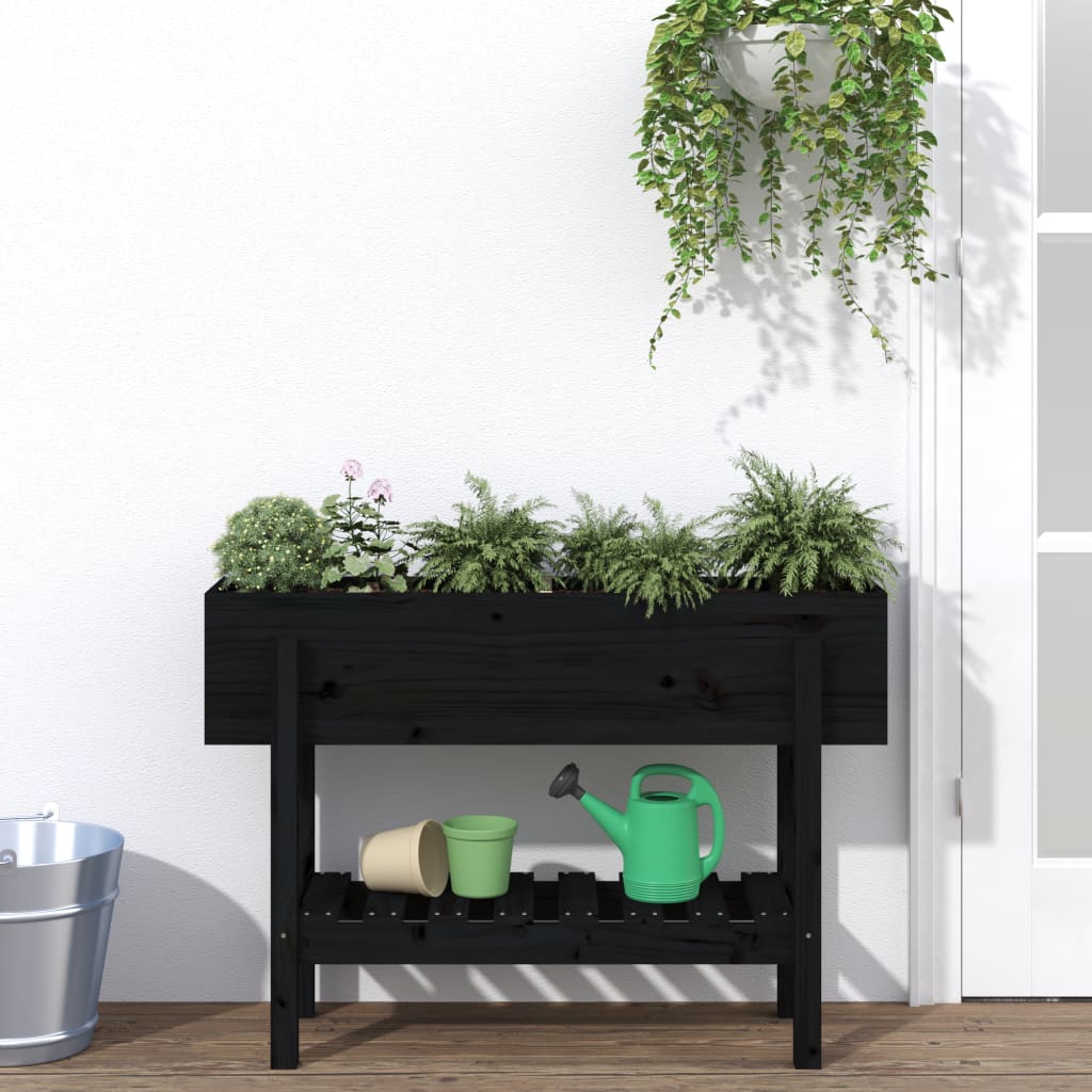 Vidaxl Planning box raised 101x30x69 cm Solid pine black