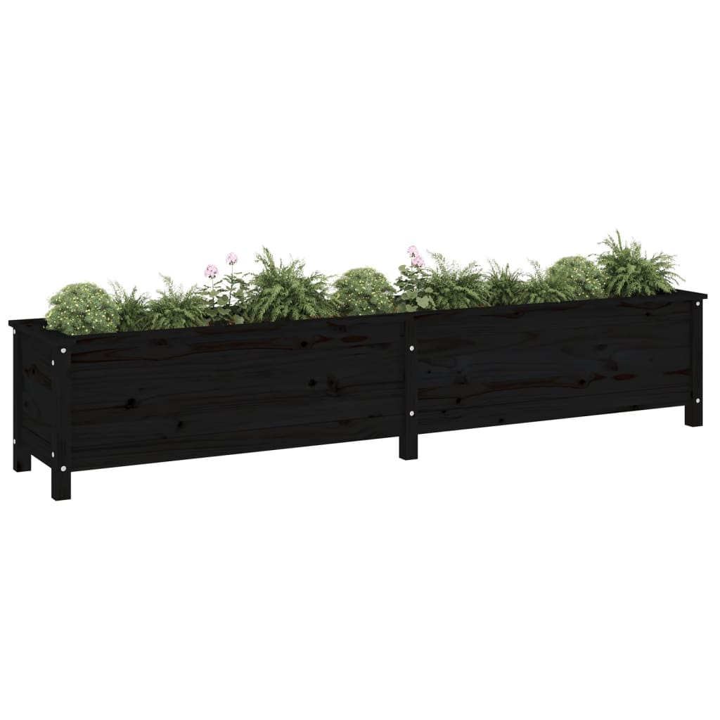 Vidaxl Planning box raised 199.5x40x39 cm Solid pine black