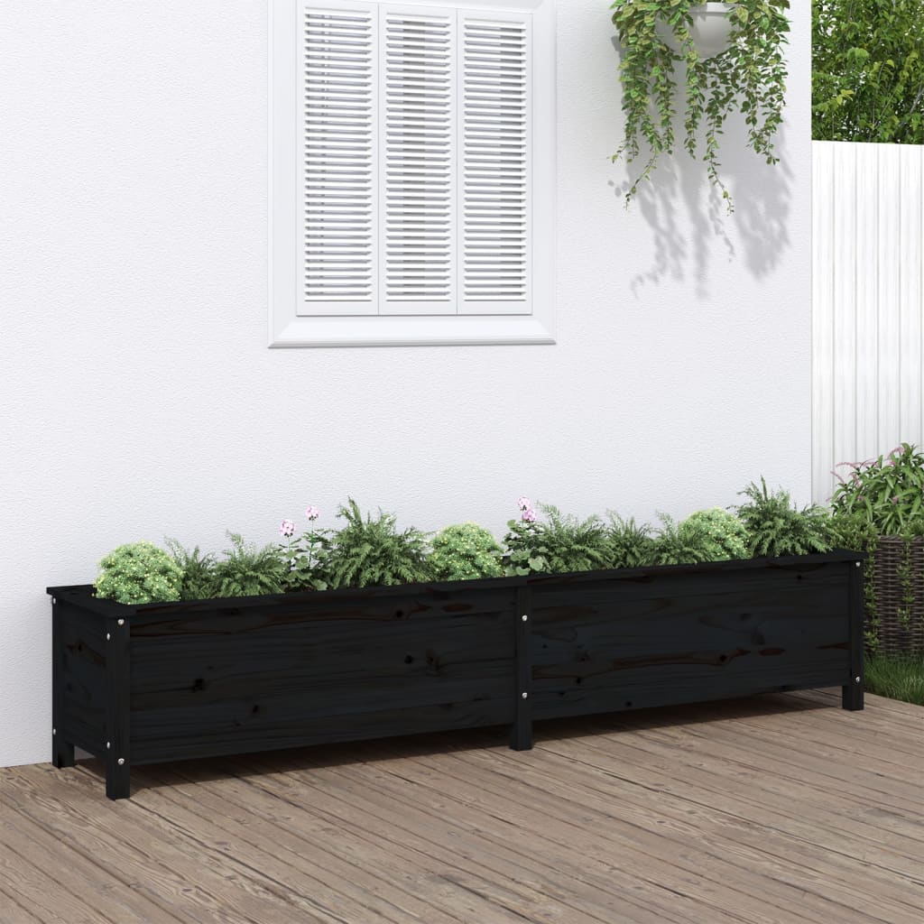 Vidaxl Planning box raised 199.5x40x39 cm Solid pine black