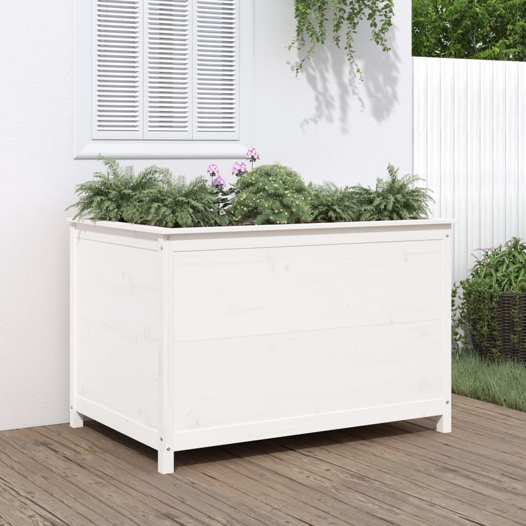 Vidaxl Planter je dvignil 119,5x82,5x78 cm trdno boro belo belo