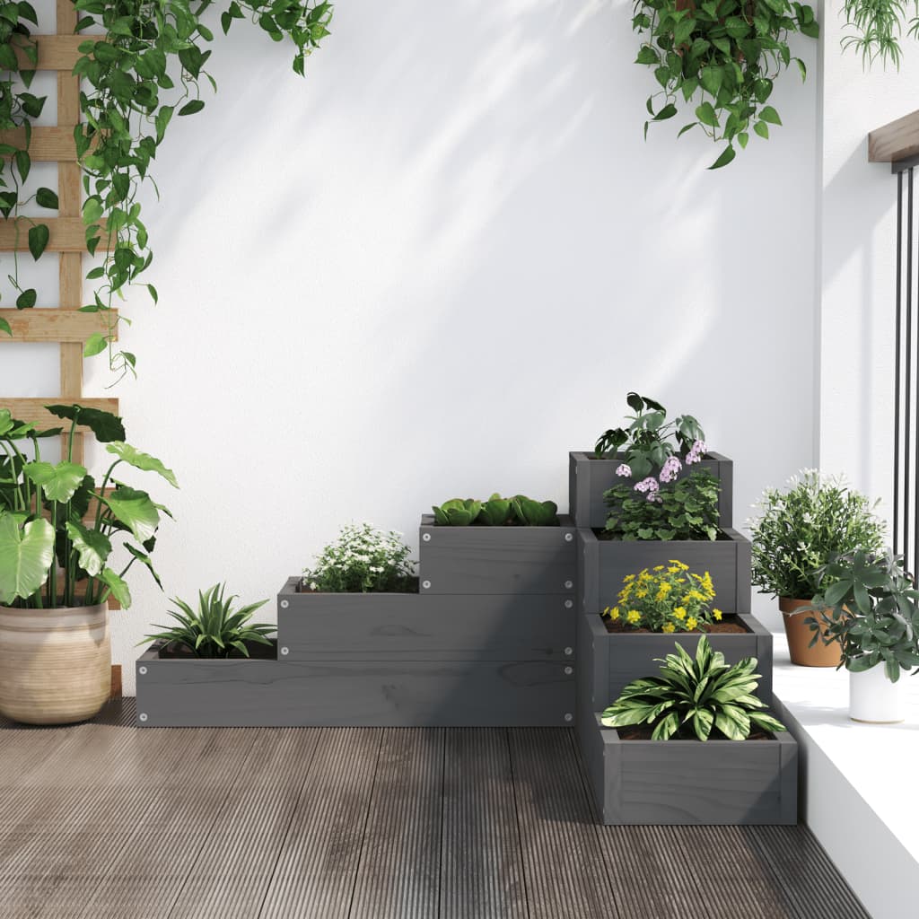 Vidaxl Plannet 4 capas 80.5x79x36 cm de pino sólido gris gris
