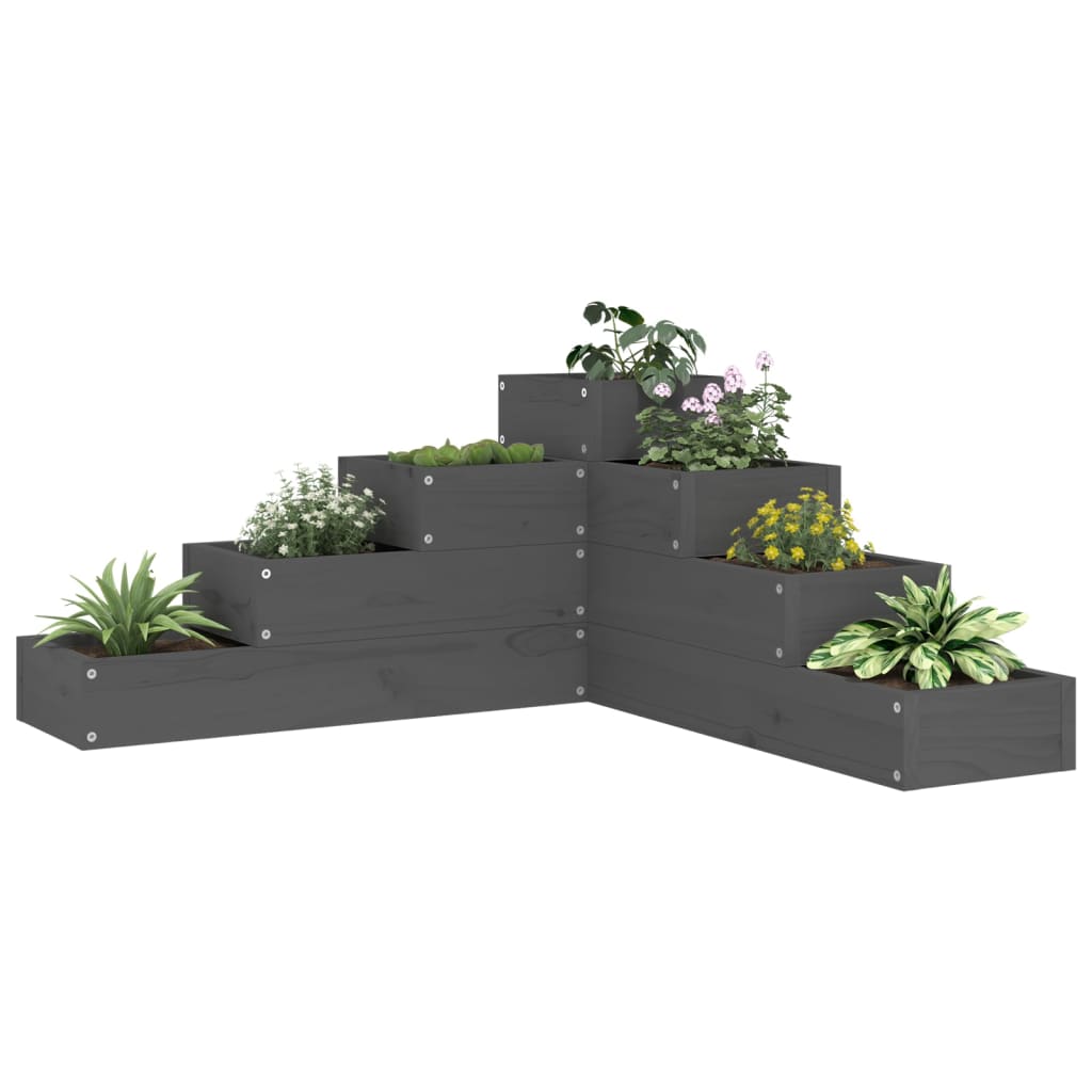 Vidaxl Plannet 4 capas 80.5x79x36 cm de pino sólido gris gris