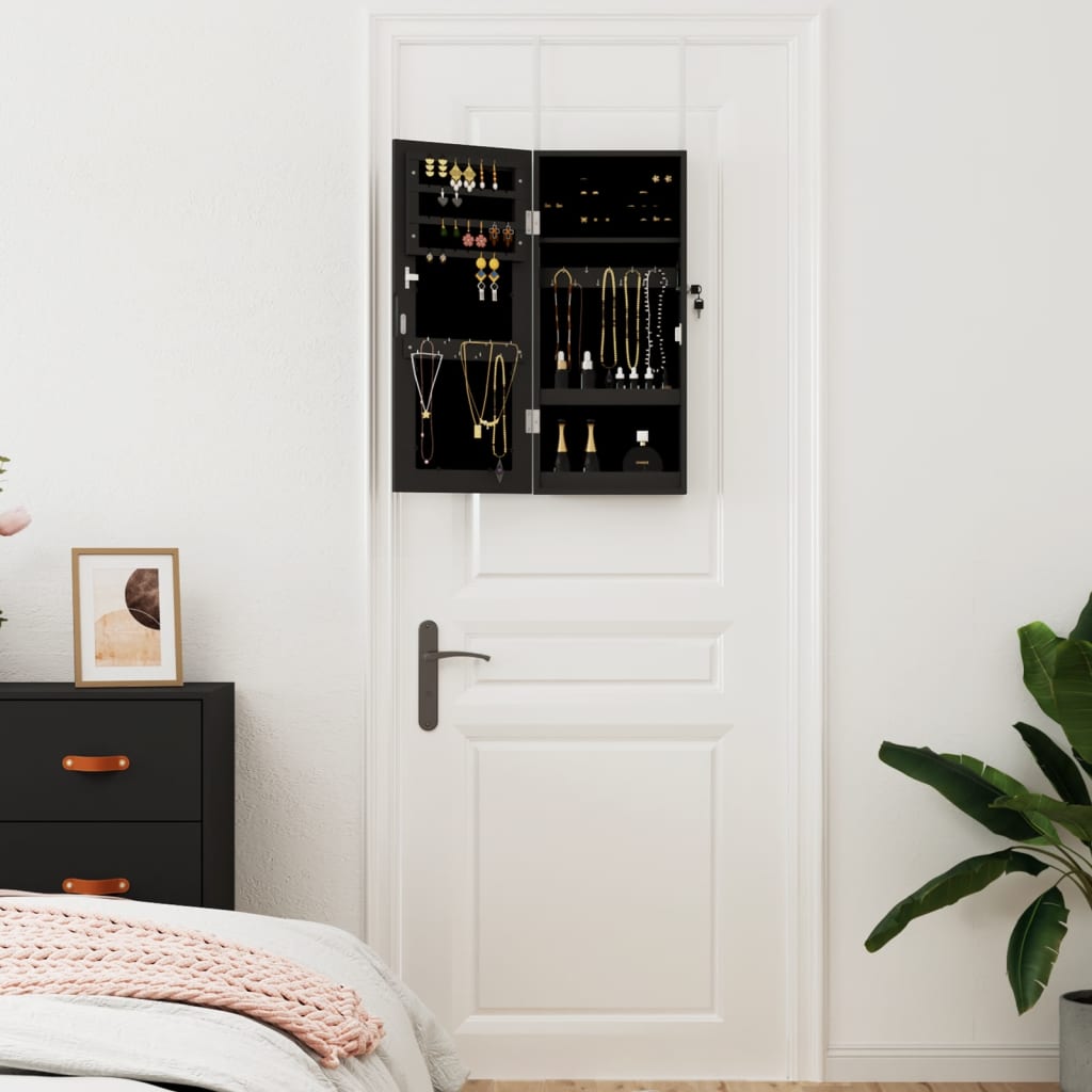 Vidaxl jewelry cupboard with mirror wall -mounted 30x8.5x67 cm black