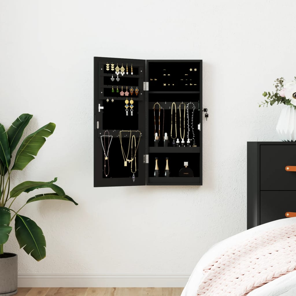 Vidaxl jewelry cupboard with mirror wall -mounted 30x8.5x67 cm black