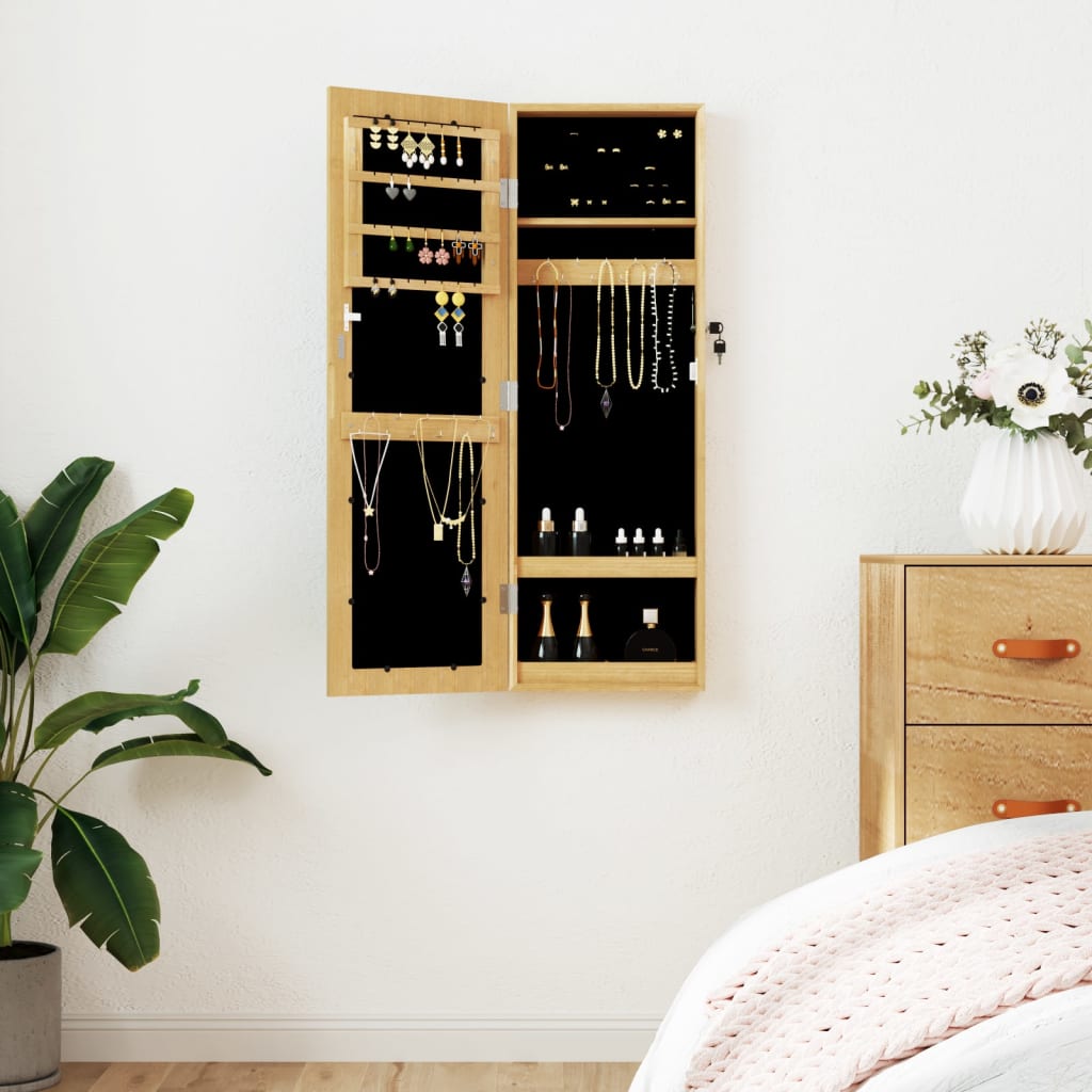 VIDAXL -Schmuckschrank mit Spiegelwand -montiert 30x8,5x90 cm Weiß