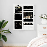 VIDAXL -Schmuckschrank mit Spiegelwand -montiert 37,5 x 10 x 90 cm Weiß