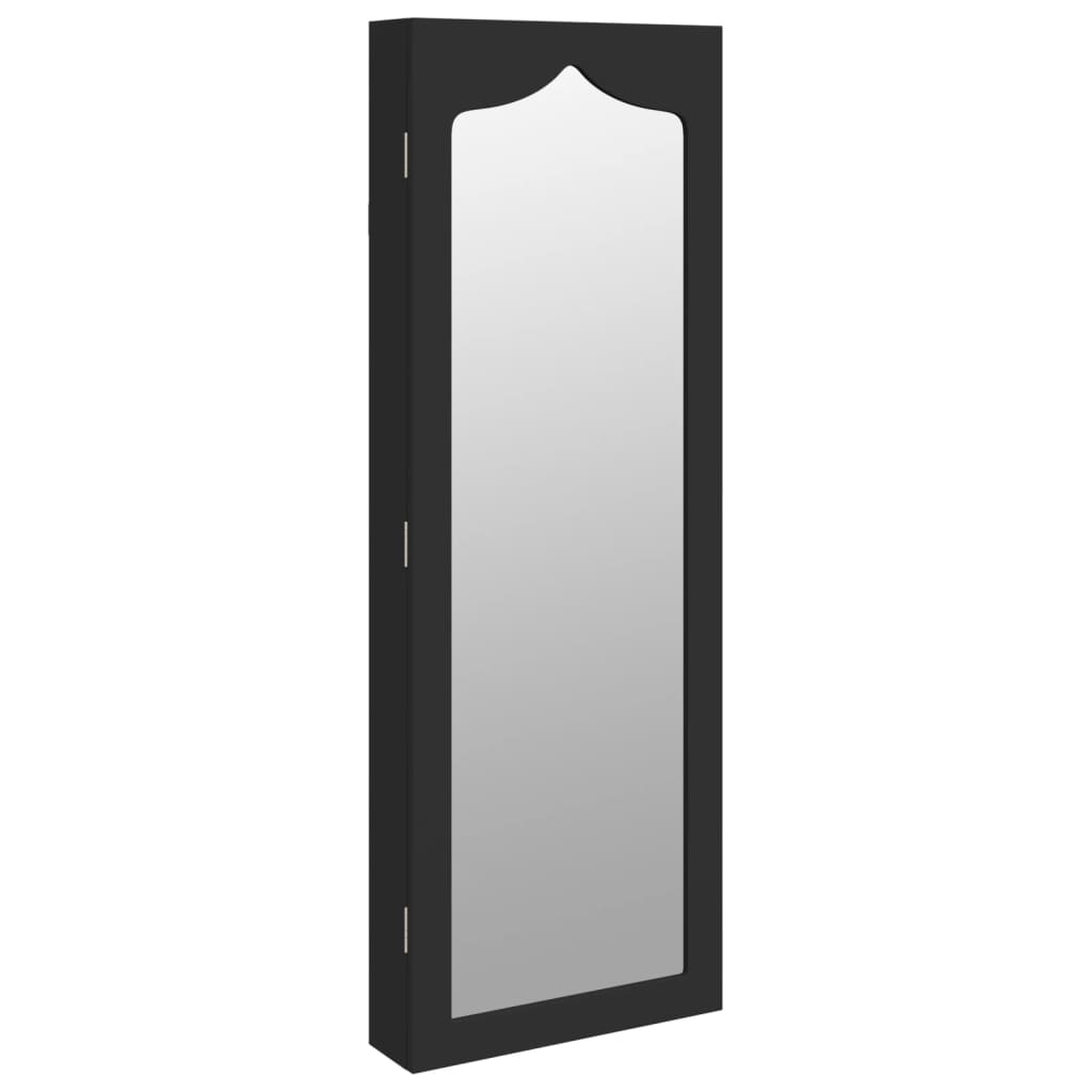VIDAXL -Schmuckschrank mit Spiegelwand -montiert 37,5 x 10 x 106 cm Schwarz