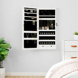 Vidaxl Schmuckschrank mit Spiegel und mit LED -Wand montiertem Weiß