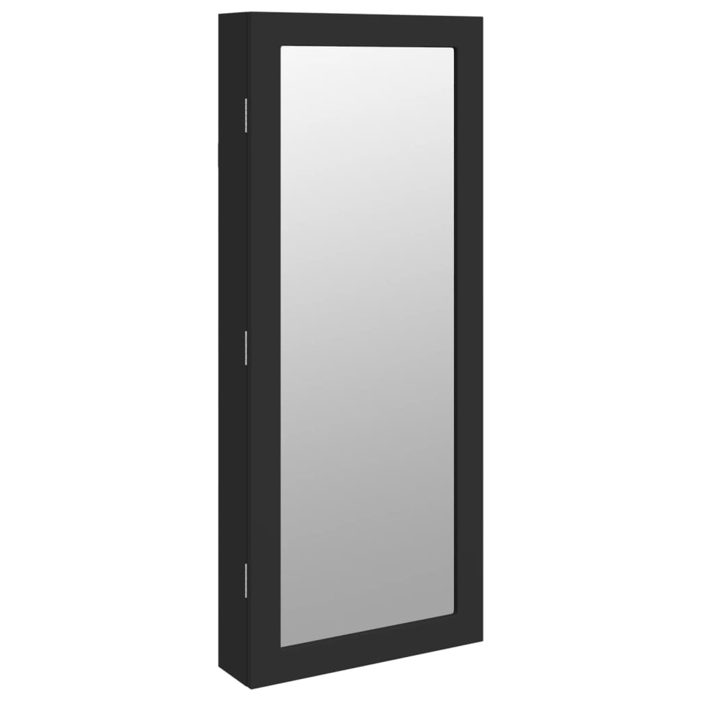 Vidaxl Schmuckschrank mit Spiegel und mit LED -Wand montiertem Schwarz