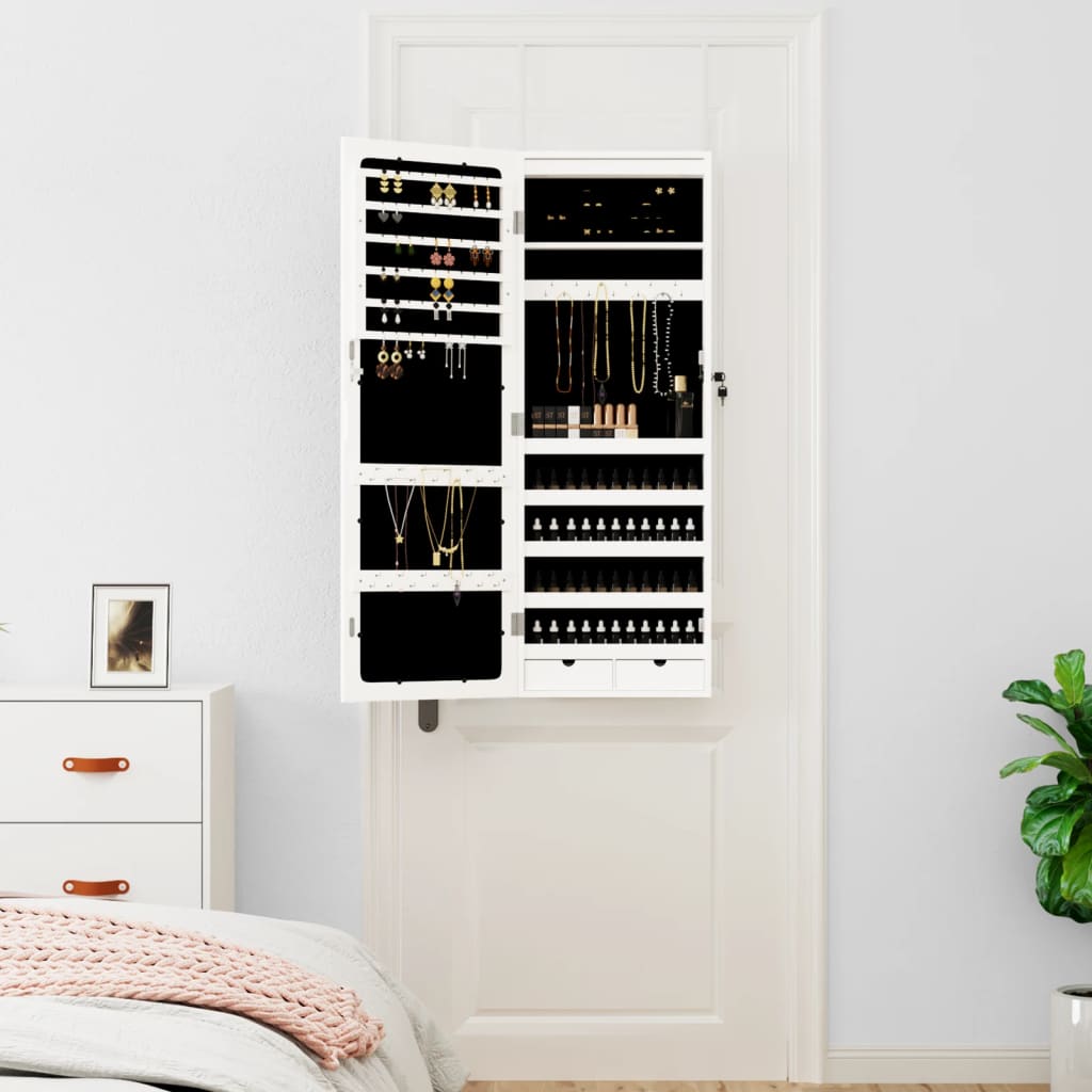 Vidaxl jewelry cupboard with mirror and LED wall -mounted white