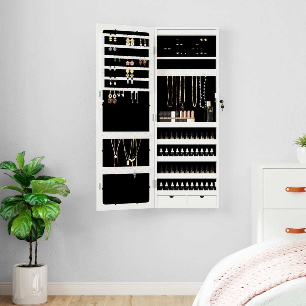 Vidaxl jewelry cupboard with mirror and LED wall -mounted white
