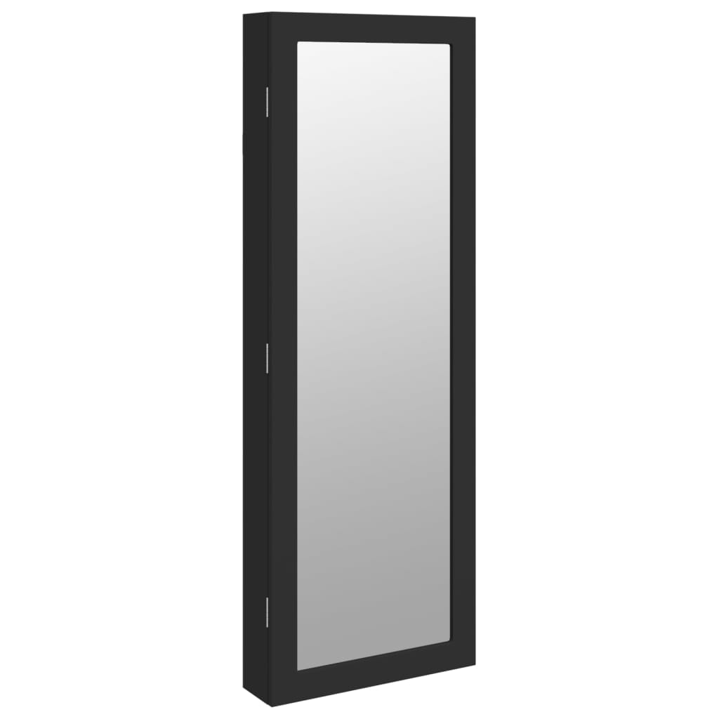 Vidaxl Schmuckschrank mit Spiegel und mit LED -Wand montiertem Schwarz