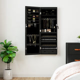 Vidaxl Schmuckschrank mit Spiegel und mit LED -Wand montiertem Schwarz