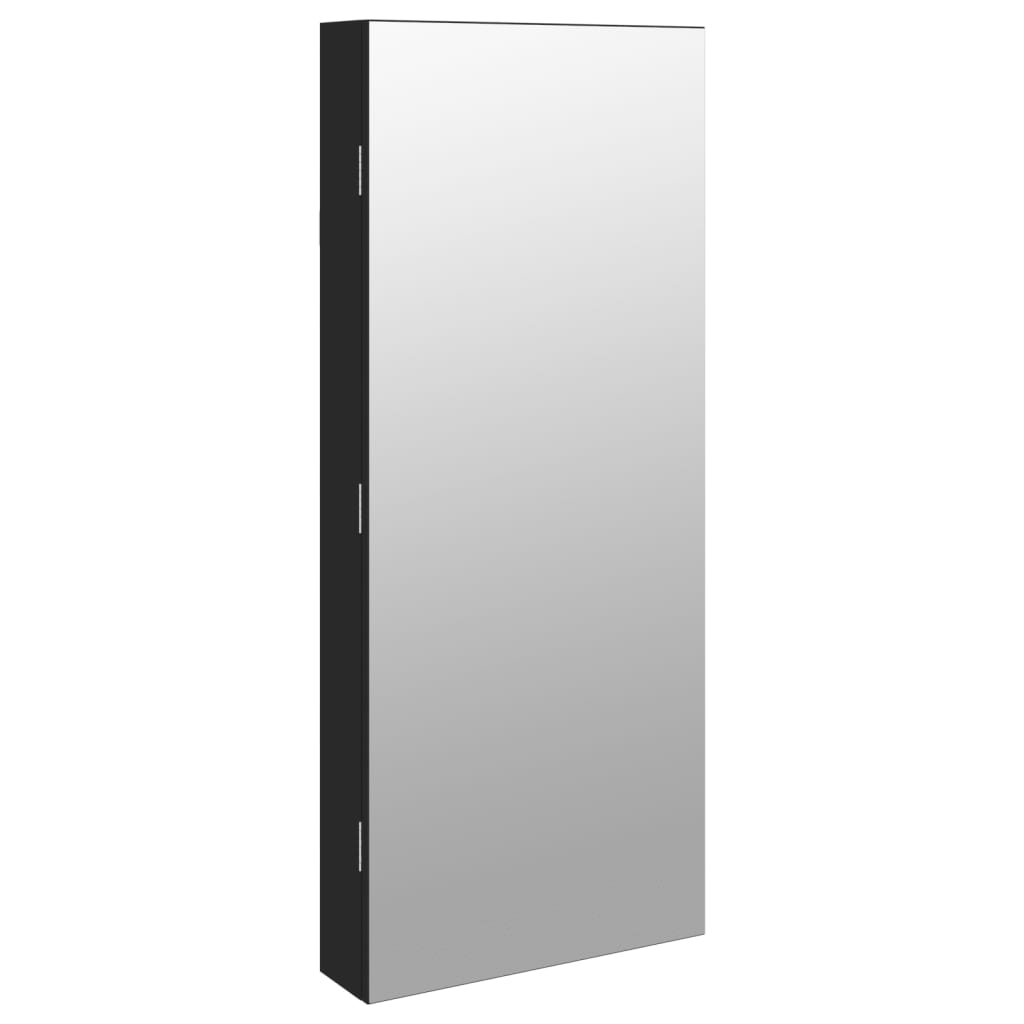Vidaxl Schmuckschrank mit Spiegel und mit LED -Wand montiertem Schwarz