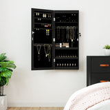 Vidaxl Schmuckschrank mit Spiegel und mit LED -Wand montiertem Schwarz