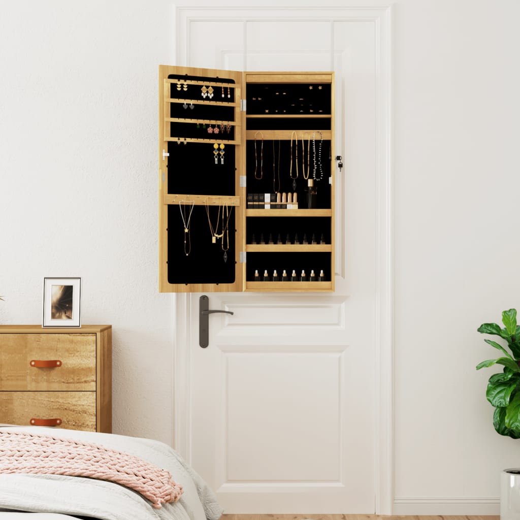 Vidaxl -Schmuckschrank mit Spiegel und LED -Wand -montiert