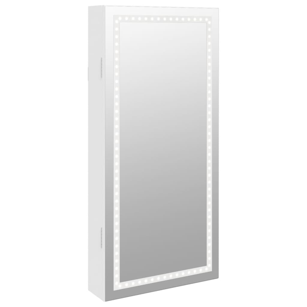 Vidaxl Schmuckschrank mit Spiegel und mit LED -Wand montiertem Weiß