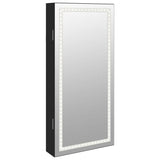 Vidaxl Schmuckschrank mit Spiegel und mit LED -Wand montiertem Schwarz