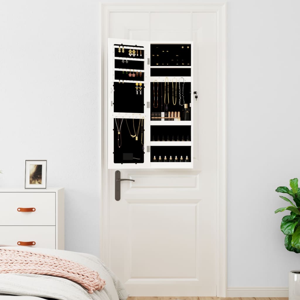 Vidaxl jewelry cupboard with mirror and LED wall -mounted white