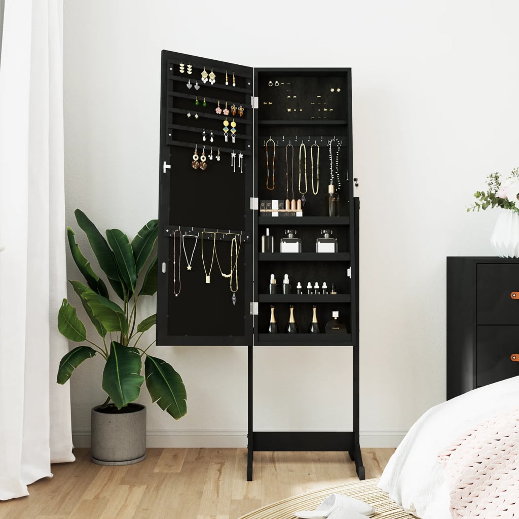 Vidaxl jewelry cupboard with mirror detached 42x38x152 cm black