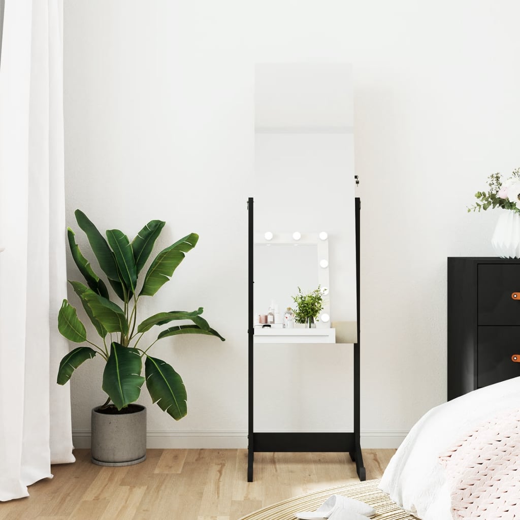Vidaxl jewelry cupboard with mirror detached 42x38x152 cm black