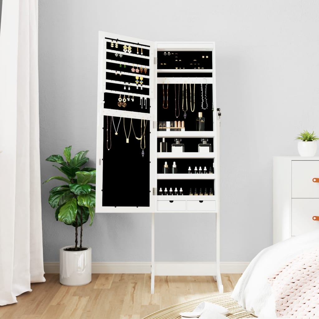 Vidaxl jewelry cabinet with mirror with LED lighting detached white