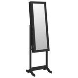 Armario de joyería Vidaxl con espejo e iluminación LED negra independiente