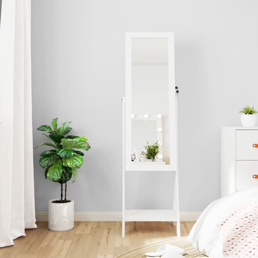 Vidaxl jewelry cabinet with mirror with LED lighting detached white
